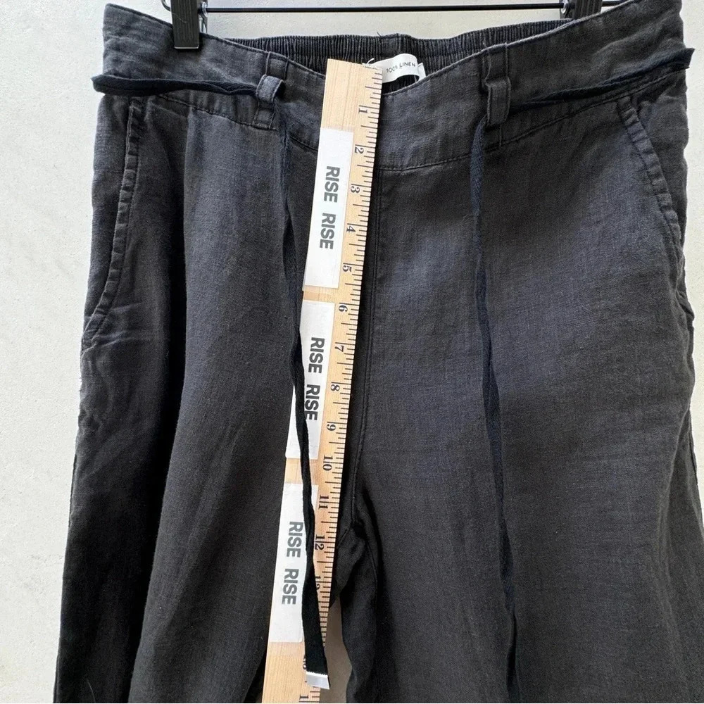 H HALSTON Black Wide Leg Linen Pants Size S Minimalist Resort Drawstring - Picture 11 of 15